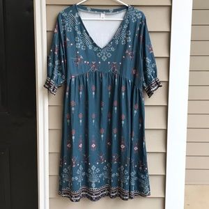 Dark teal with an Aztec pattern is another softie from my closet. Size XL